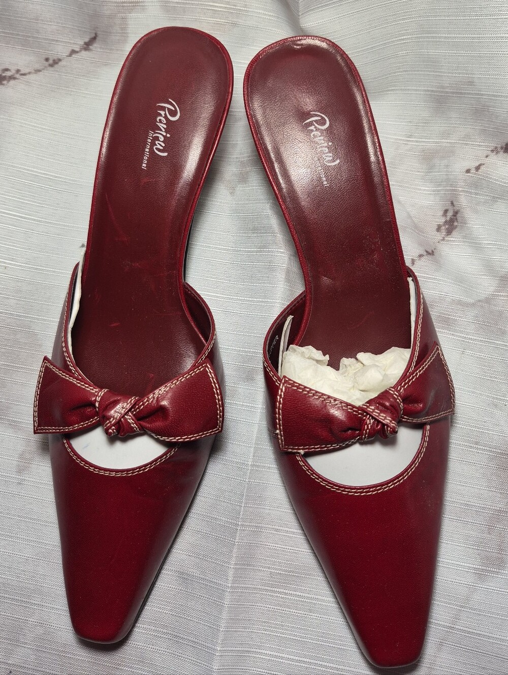 Preview International Red Bow Pointed Toe Mule Heels